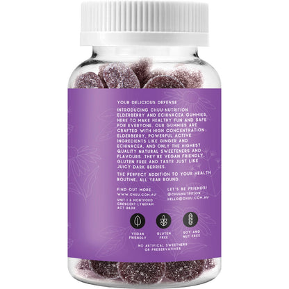 Chuu Nutrition Elderberry and Echinacea Gummies 99% Sugar Free 40pcs Payless 4 Organics