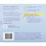 Cleaner Days lemon dishwasher detergent sheets box on a white background with a single detergent sheet resting on top.