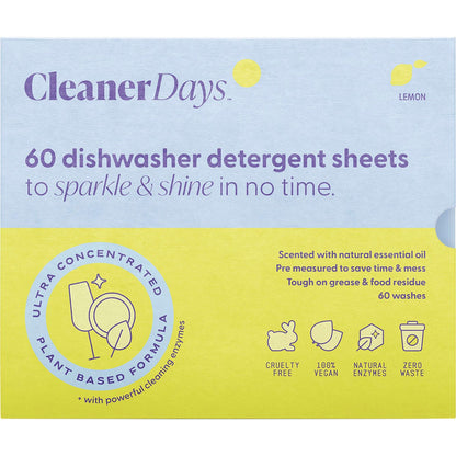 Cleaner Days Dishwasher Detergent Sheets Lemon 60pcs Payless 4 Organics