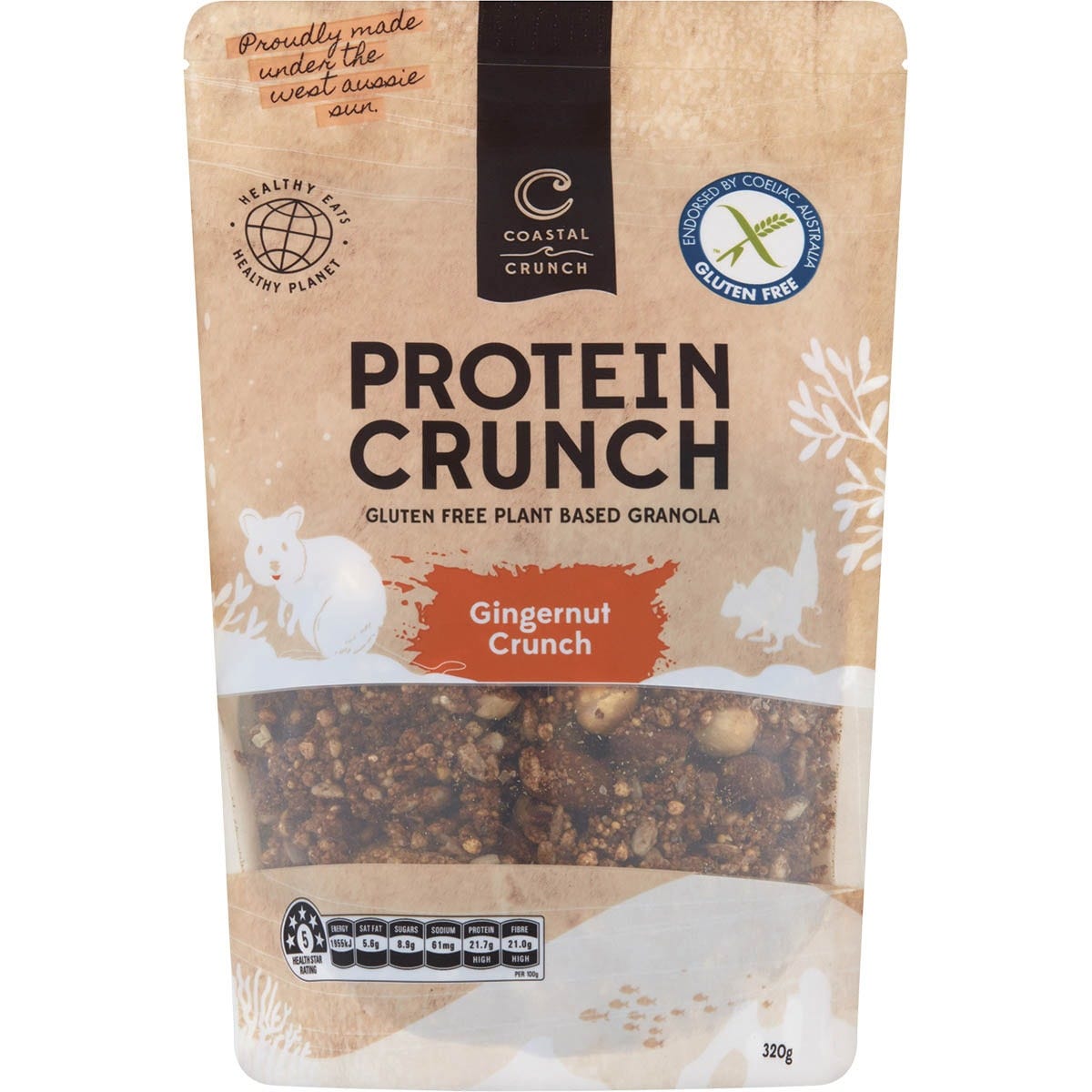 Coastal Crunch Protein Crunch Granola Gingernut Crunch 320g Payless 4 Organics