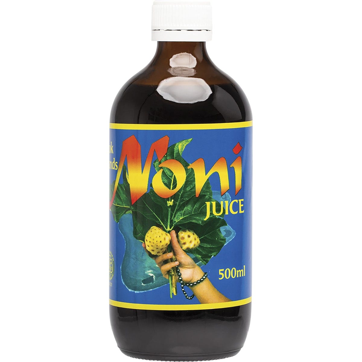 500ml bottle of Cook Islands Noni Juice 100% Fresh certified organic herbal tonic.