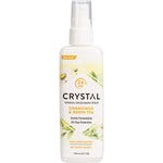 Crystal Deodorant Spray Chamomile and Green Tea 118ml bottle with a purple and green label on a white background.