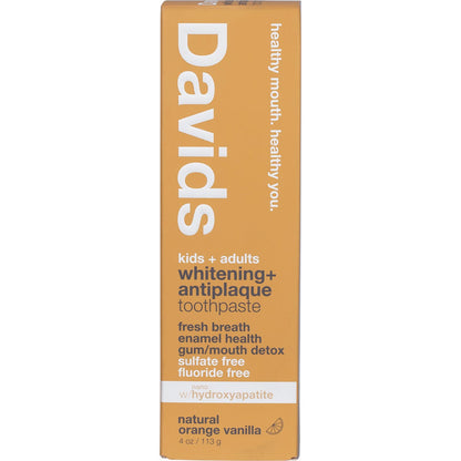 Davids Toothpaste Whitening + Antiplaque Orange + Vanilla 113g