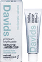 Davids Sensitive and Whitening Peppermint Toothpaste 50g tube and box with a metal tube key.