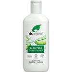 Dr Organic Aloe Vera Conditioner 265ml bottle featuring a green label with aloe vera illustrations.