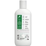 Back of Dr Organic Aloe Vera Conditioner 265ml bottle showing ingredients and usage instructions on a green label.