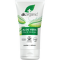 White 150ml tube of Dr Organic Aloe Vera Face Wash with green aloe vera leaf graphics and a green flip-top lid.