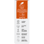 The back of a white box for Dr Organic Pure Moroccan Argan Oil featuring product details and usage instructions.