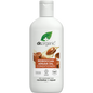 Dr Organic Moroccan Argan Oil Conditioner 265ml bottle featuring a white label with argan nuts and orange illustrations.
