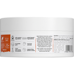 Back of Dr Organic Moroccan Argan Oil Hair Mask jar with ingredients, directions, and product information.