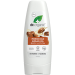 Dr Organic Moroccan Argan Oil Body Lotion in a 200ml white tube with a gold and brown label.