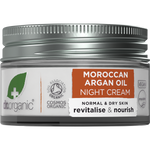 50ml jar of Dr Organic Moroccan Argan Oil Night Cream, a rich overnight therapy for normal to dry skin.