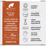 Back of Dr Organic Moroccan Argan Oil Night Cream box showing product description and organic ingredients list.