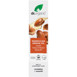 White and gold retail box for Dr Organic Moroccan Argan Oil Hair Treatment Serum 100ml.
