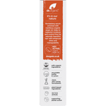 Back of the white and gold box for Dr Organic Moroccan Argan Oil Hair Treatment Serum with product details and directions.