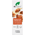 Dr Organic Moroccan Argan Oil Eye Serum 30ml in its white and gold cardboard box with a botanical design.