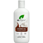 265ml bottle of Dr Organic Virgin Coconut Oil Conditioner for normal to dry hair on a white background.