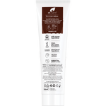 Back of Dr Organic Coconut Oil Toothpaste 100ml tube with nutrition facts, ingredients, and usage directions.