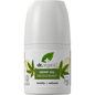 Dr Organic 50ml Hemp Oil roll-on deodorant bottle with a green and white label on a clean white background.