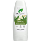 200ml bottle of Dr Organic Hemp Oil Body Lotion with a green leaf design, featuring organic and bioactive ingredients.