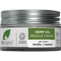 Dr Organic Rescue Cream Hemp Oil 50ml jar on a white background with green and black label text.