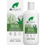 Dr Organic Hemp Oil Conditioner 265ml bottle shown with its green and white matching product box on a white background.