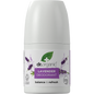 Dr Organic Lavender Roll-On Deodorant 50ml bottle with a purple label featuring lavender flowers.