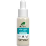 Dr. Organic Skin Clear AHA Peel 30ml bottle with a dropper lid and a green and white label.