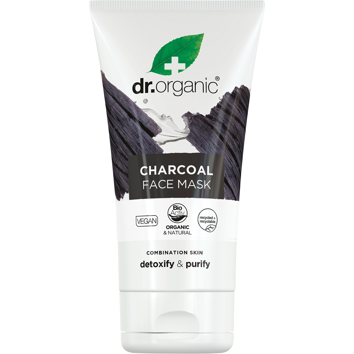 Dr Organic Charcoal Face Mask 125ml tube with activated charcoal for purifying and deep pore cleansing.
