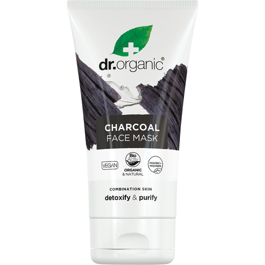 Dr Organic Charcoal Face Mask 125ml tube with activated charcoal for purifying and deep pore cleansing.