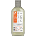The back of a 265ml Dr Organic Manuka Honey Shampoo bottle showing directions, ingredients, and a barcode.