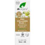 Front of Dr. Organic Pro Collagen Plus+ Booster Serum 30ml retail box featuring soapbark and healthy-aging benefits.