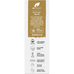 Back of Dr. Organic Pro Collagen Plus+ Soapbark Serum retail box showing ingredients, usage, and key benefits.