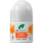 50ml bottle of Dr Organic Manuka Honey Roll-On Deodorant with a white cap and yellow label on a white background.