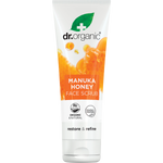 125ml tube of Dr Organic Manuka Honey Face Scrub, a deep cleansing and rejuvenating exfoliant with natural microparticles.