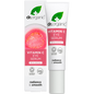15ml tube of Dr Organic Guava Eye Serum next to its pink and white box, featuring vitamin C for brightening.