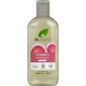 Dr Organic 265ml Vitamin C Shampoo with Guava in a clear bottle with a green and white label.