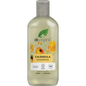 265ml bottle of Dr Organic Calendula Shampoo, fragrance-free for sensitive scalps, featuring yellow floral accents.