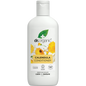 Dr Organic Calendula Conditioner 265ml bottle for sensitive scalps, featuring yellow calendula flowers on the label.