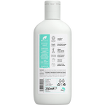 Back of Dr Organic Baby Wash 250ml bottle showing ingredients and usage directions on a white background.