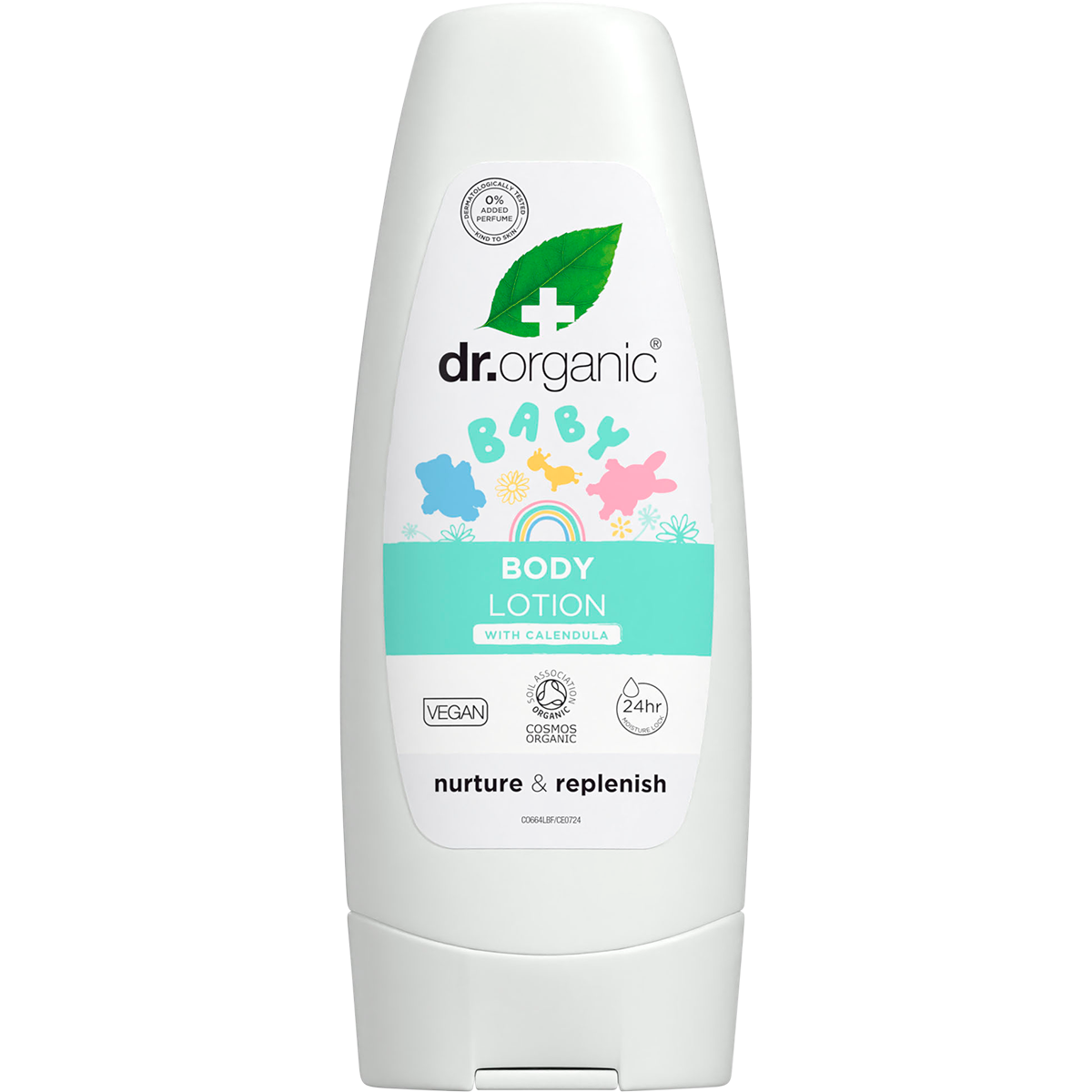 200ml tube of Dr Organic Unfragranced Baby Lotion with Organic Calendula, featuring a white and orange label.