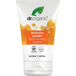 125ml tube of Dr Organic Manuka Honey Foot and Heel Cream with bioactive organic ingredients on a white background.