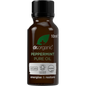 Dr Organic Peppermint Oil 10ml bottle with a dropper lid, 100% pure and certified organic, on a white background.