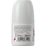 Back label of Dr Organic Pomegranate Deodorant 50ml bottle with ingredients and product information.
