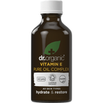 50ml bottle of Dr Organic Vitamin E Pure Oil Complex with a dropper lid.