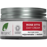 50ml jar of Dr Organic Rose Otto Day Cream, a moisturizing healthy-aging facial cream with organic ingredients.