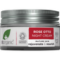 50ml jar of Dr Organic Rose Otto Night Cream with a white lid and a floral label featuring pink roses.