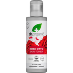 150ml bottle of Dr Organic Organic Rose Otto Skin Toner with a white cap and pink rose label.