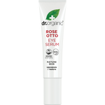 Dr Organic Rose Otto Eye Serum in a 15ml white tube with rose illustrations, designed for healthy-ageing eye care.