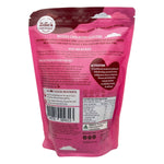 Back of 2die4 Live Foods Coco-Berry Clusters 400g bag showing nutritional information and organic ingredients.